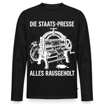 Die Staats Presse Alles Rausgeholt - Männer Premium Bio Langarmshirt - Schwarz - Vorne - Nico (187cm)