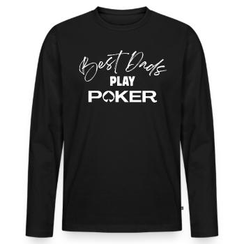 T-shirt poker - best dads play poker  - T-shirt manches longues Premium bio Homme - noir - Devant - Nico (187cm)
