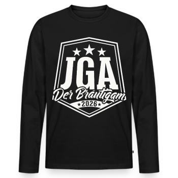 Bachelor Party 2026 Bachelor Party The Groom - Men's Premium Organic Long Sleeve Shirt - black - Front - Nico (187cm)