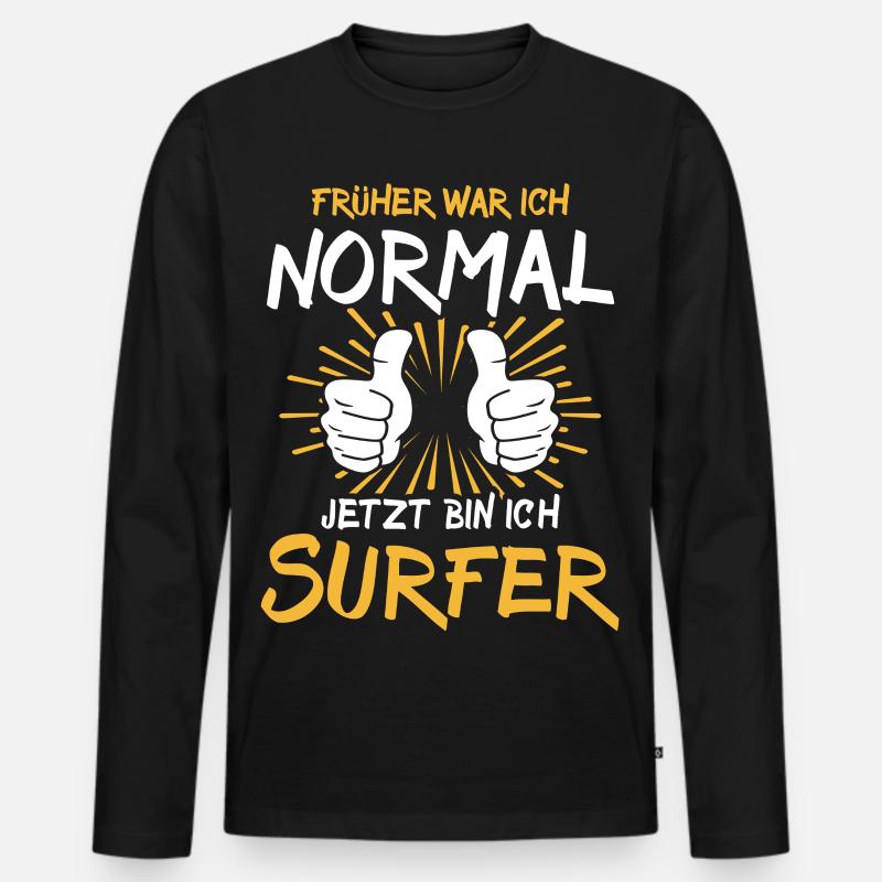 Surfer Spruch - Männer Premium Bio Langarmshirt - Schwarz