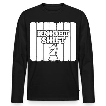 Shift du cavalier d’échecs - T-shirt manches longues Premium bio Homme - noir - Devant - Nico (187cm)