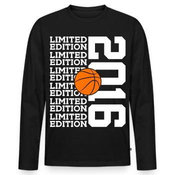 LIMITED EDITION 2016 BASKETBALL 10. GEBURTSTAG - Männer Premium Bio Langarmshirt - Schwarz - Vorne - Nico (187cm)