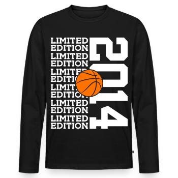 ÉDITION LIMITÉE 2014 BASKETBALL 12E ANNIVERSAIRE - T-shirt manches longues Premium bio Homme - noir - Devant - Nico (187cm)