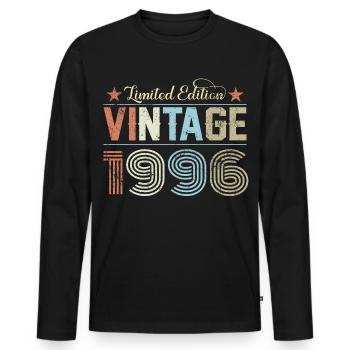 30e anniversaire du millésime 1996 - T-shirt manches longues Premium bio Homme - noir - Devant - Nico (187cm)