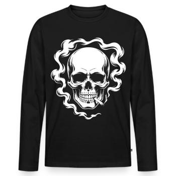 Conception du crâne fumant - T-shirt manches longues Premium bio Homme - noir - Devant - Nico (187cm)