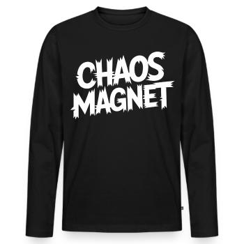 Chaos Magnet - Männer Premium Bio Langarmshirt - Schwarz - Vorne - Nico (187cm)