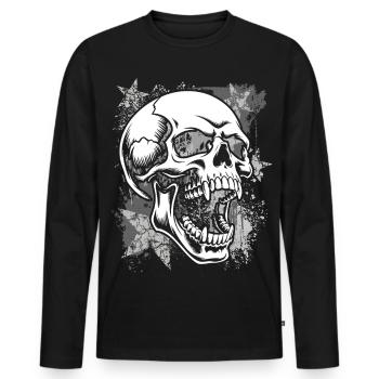 Grunge Schädel Farbspritzer - Männer Premium Bio Langarmshirt - Schwarz - Vorne - Nico (187cm)