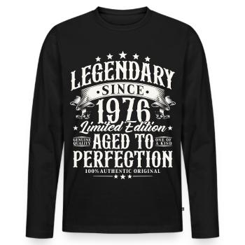 Legendary Since 1976 Vintage Birthday Gift - Men's Premium Organic Long Sleeve Shirt - black - Front - Nico (187cm)