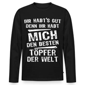 potier - T-shirt manches longues Premium bio Homme - noir - Devant - Nico (187cm)