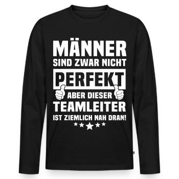Team leader - Men's Premium Organic Long Sleeve Shirt - black - Front - Nico (187cm)