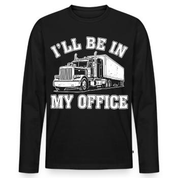 Truck Driver, Trucker, I'll be in my office - Men's Premium Organic Long Sleeve Shirt - black - Front - Nico (187cm)