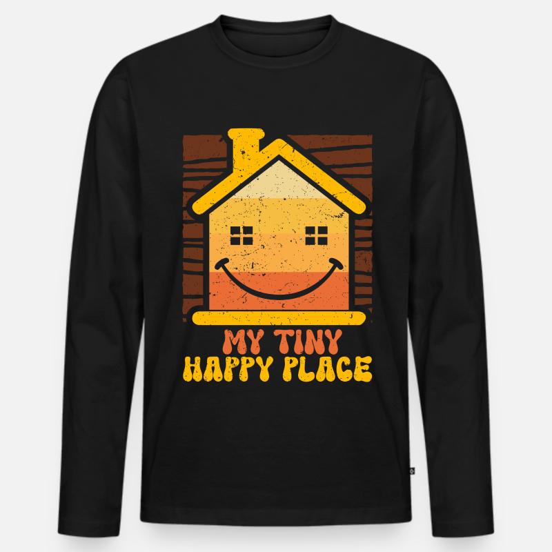 Tiny House My Tiny Happy Place - Männer Premium Bio Langarmshirt - Schwarz