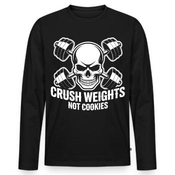 Crush Weights Gym No Sugar - Men's Premium Organic Long Sleeve Shirt - black - Front - Nico (187cm)