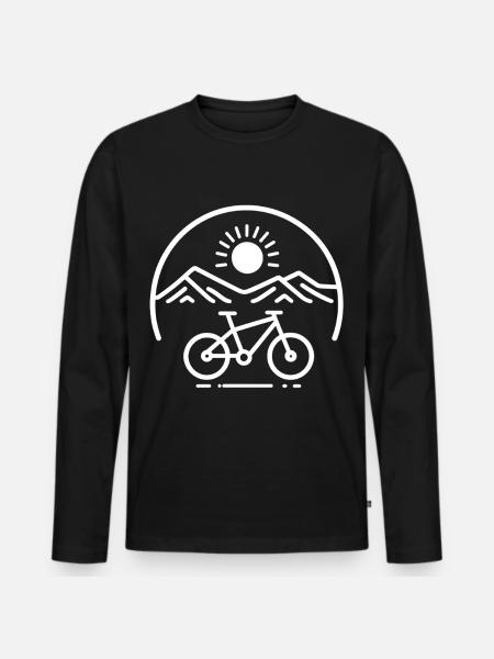 Mountain Panorama Bicycle Logo - Men's Premium Organic Long Sleeve Shirt - black