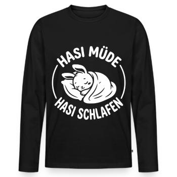 Hasi müde Hasi schlafen  - Männer Premium Bio Langarmshirt - Schwarz - Vorne - Nico (187cm)