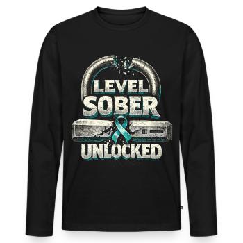 Detox Withdrawal Addict Level Sober Unlocked - Men's Premium Organic Long Sleeve Shirt - black - Front - Nico (187cm)