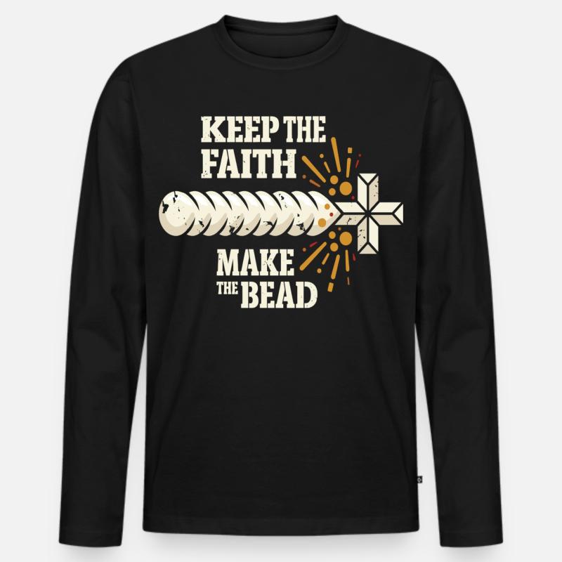 Keep The Faith Make The Bead - Männer Premium Bio Langarmshirt - Schwarz