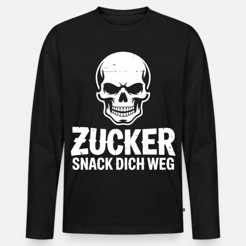 Zucker Schädel Snack Dich Weg - Männer Premium Bio Langarmshirt - Schwarz