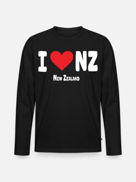 Ich liebe Neuseeland - Männer Premium Bio Langarmshirt - Schwarz