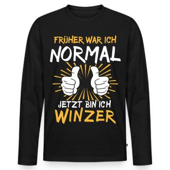 Winzer Spruch - Männer Premium Bio Langarmshirt - Schwarz - Vorne - Nico (187cm)