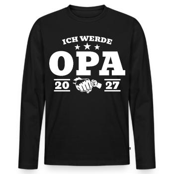 Ich werde Opa 2027 Schwangerschaftsankündigung - Männer Premium Bio Langarmshirt - Schwarz - Vorne - Nico (187cm)