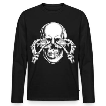 Crâne aux yeux de poisson - T-shirt manches longues Premium bio Homme - noir - Devant - Nico (187cm)