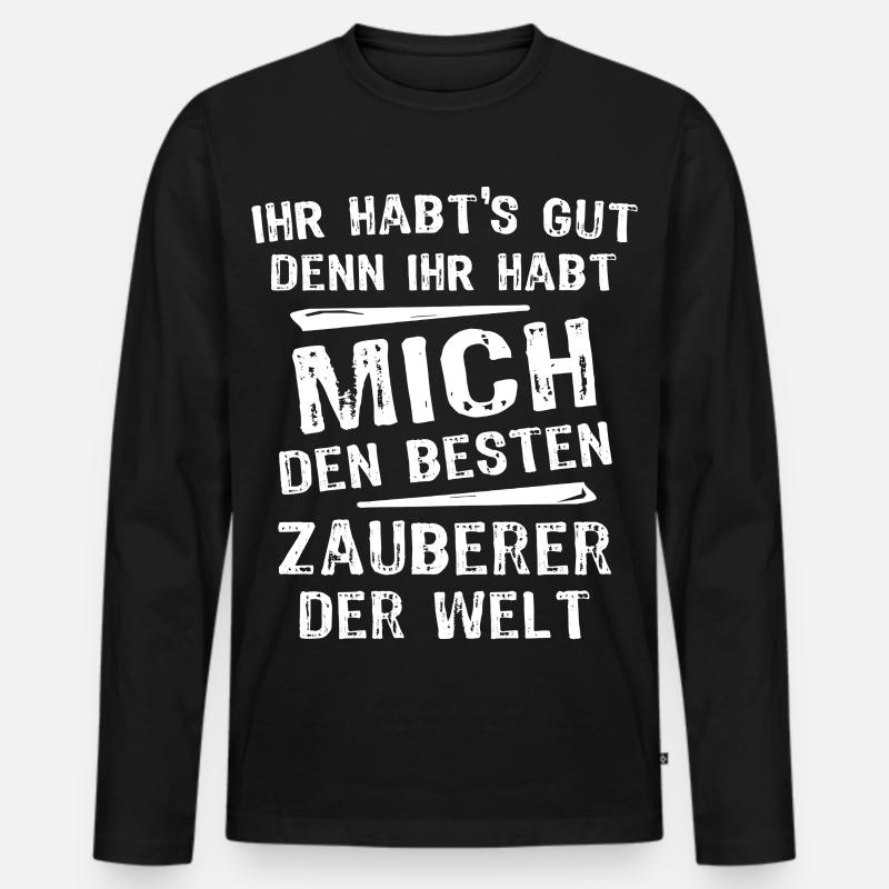 Zauberer - Männer Premium Bio Langarmshirt - Schwarz