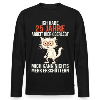 25th Company Anniversary Service Anniversary Work - Men's Premium Organic Long Sleeve Shirt - black - Front - Nico (187cm)