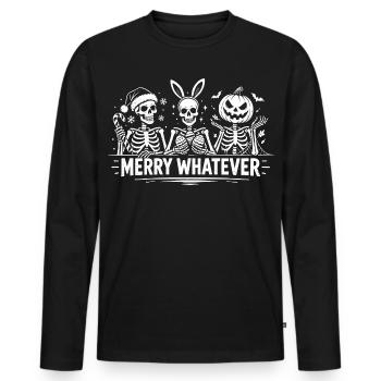 Frohe, was auch immer, Skelett-Weihnachten Oster-Halloween - Männer Premium Bio Langarmshirt - Schwarz - Vorne - Nico (187cm)