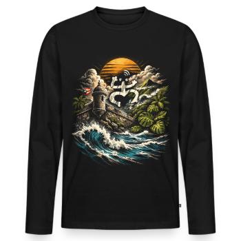 Porto Rico Boricua - T-shirt manches longues Premium bio Homme - noir - Devant - Nico (187cm)