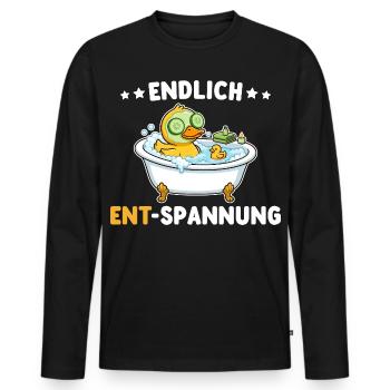 Wellness Duck Finally Relaxation Wordplay - Men's Premium Organic Long Sleeve Shirt - black - Front - Nico (187cm)