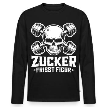 Sugar Eats Figure Skull Dumbbells - Men's Premium Organic Long Sleeve Shirt - black - Front - Nico (187cm)