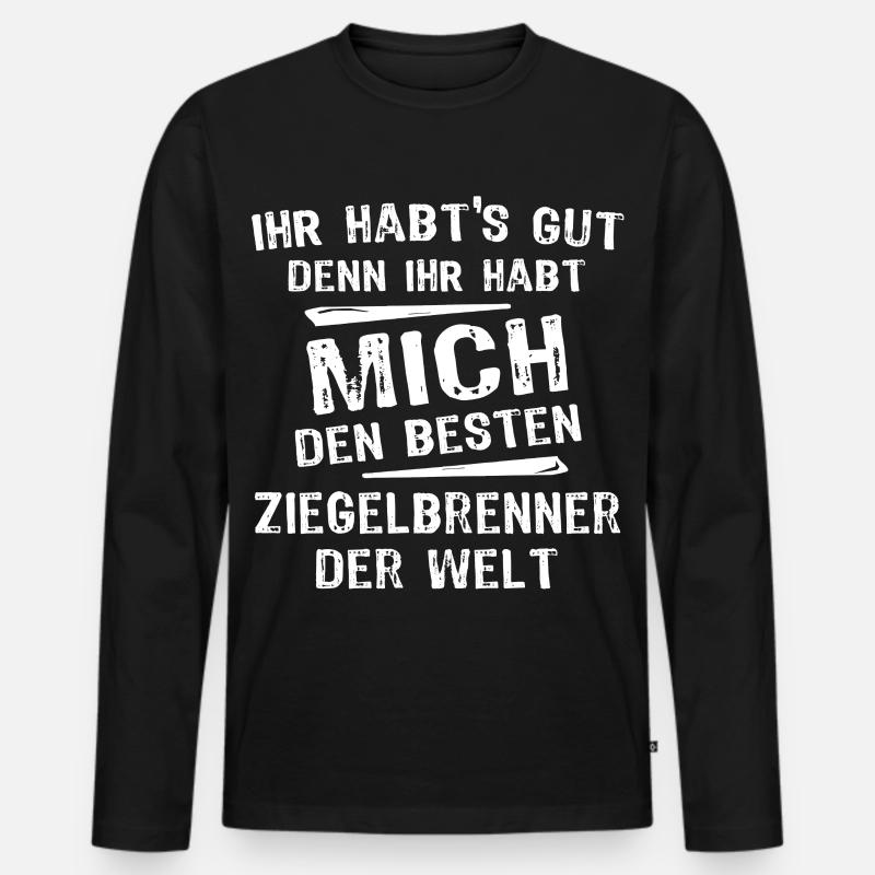Ziegelbrenner - Männer Premium Bio Langarmshirt - Schwarz