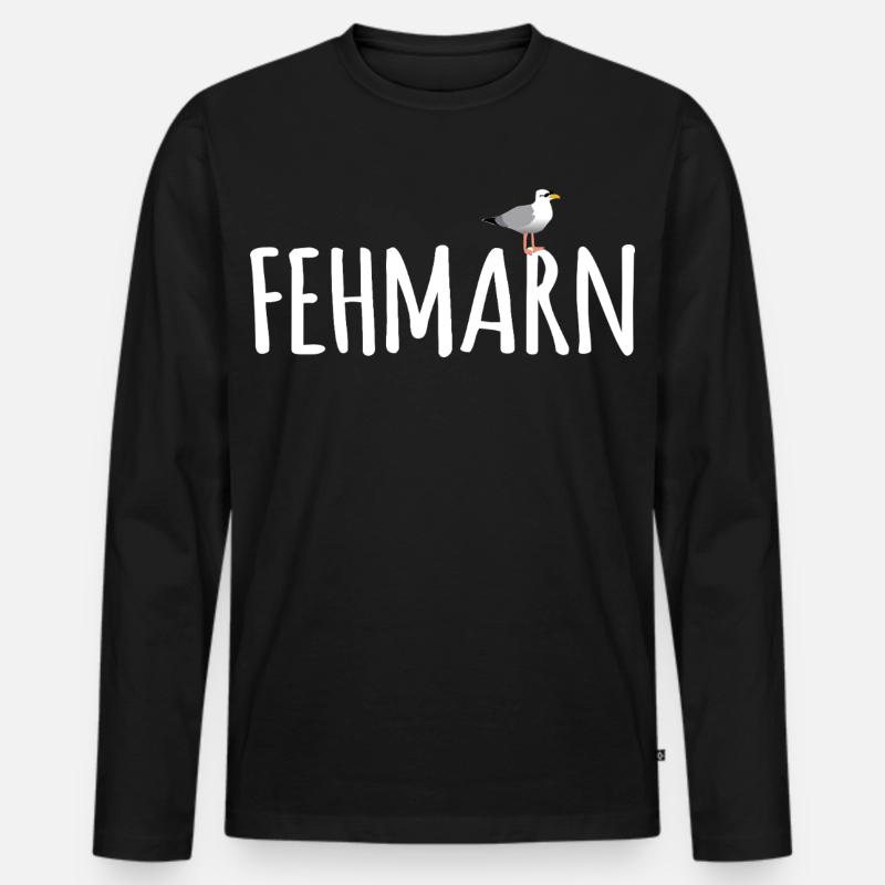 Fehmarn Möwe - Männer Premium Bio Langarmshirt - Schwarz