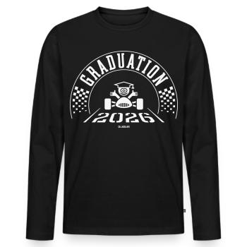 Remise des diplômes 2026 - L’école est terminée - Ligne d’arrivée - W - T-shirt manches longues Premium bio Homme - noir - Devant - Nico (187cm)