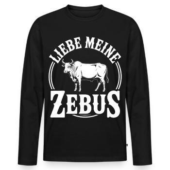 Zebu Logo - T-shirt manches longues Premium bio Homme - noir - Devant - Nico (187cm)