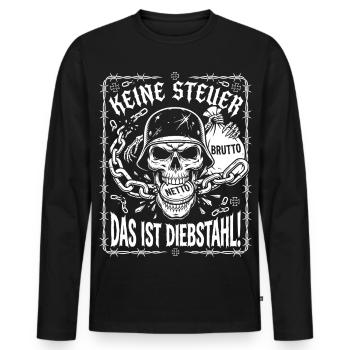Keine Steuer Das Ist Diebstahl, Totenkopf - Männer Premium Bio Langarmshirt - Schwarz - Vorne - Nico (187cm)