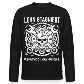 Lohn Stagniert Netto Minus, Steuern Ist Diebstahl - Männer Premium Bio Langarmshirt - Schwarz - Vorne - Nico (187cm)