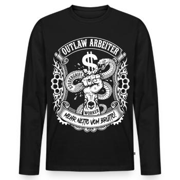 Outlaw Arbeiter Faust Zerquetscht Steuer Schlange - Männer Premium Bio Langarmshirt - Schwarz - Vorne - Nico (187cm)
