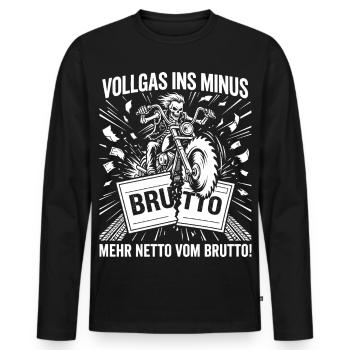 Vollgas Ins Minus, Motorrad Skelett - Männer Premium Bio Langarmshirt - Schwarz - Vorne - Nico (187cm)