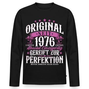 Original 1976 Jahrgang Retro Geburtstag Geschenk - Männer Premium Bio Langarmshirt - Schwarz - Vorne - Nico (187cm)