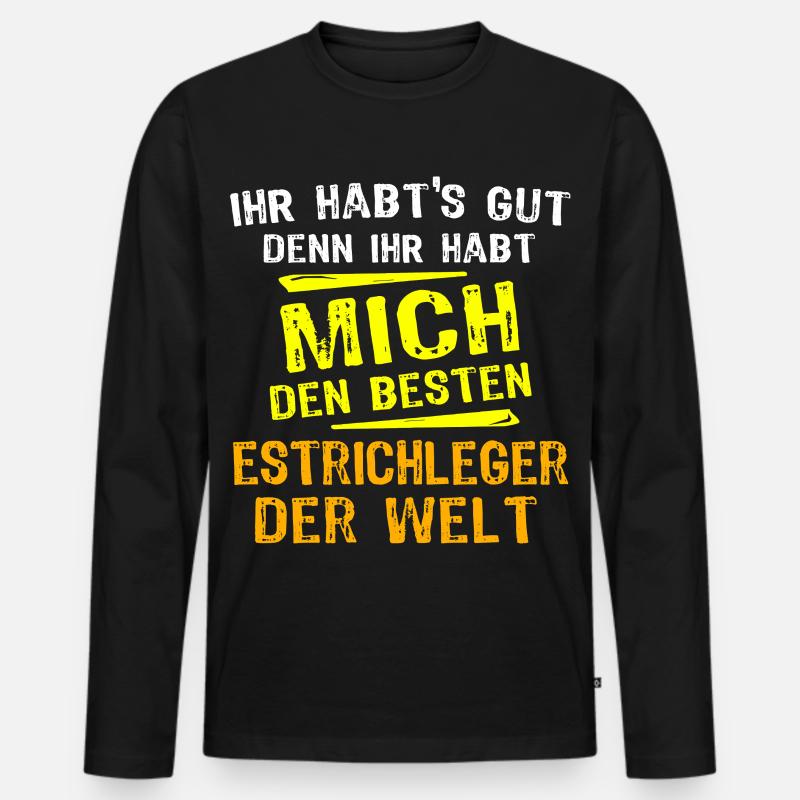 Estrichleger Geschenk - Männer Premium Bio Langarmshirt - Schwarz