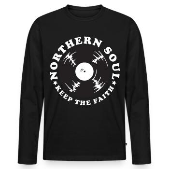Northern Soul Vintage - T-shirt manches longues Premium bio Homme - noir - Devant - Nico (187cm)