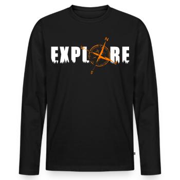 Explore Motiv mit einem Kompass - Männer Premium Bio Langarmshirt - Schwarz - Vorne - Nico (187cm)