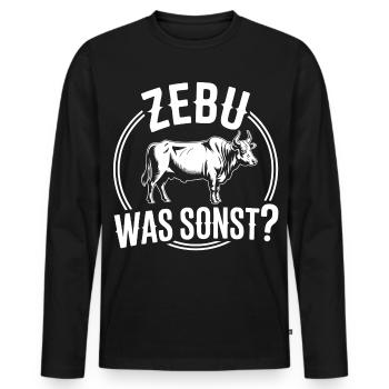 Zebu Was Sonst Kuh Humor - Männer Premium Bio Langarmshirt - Schwarz - Vorne - Nico (187cm)