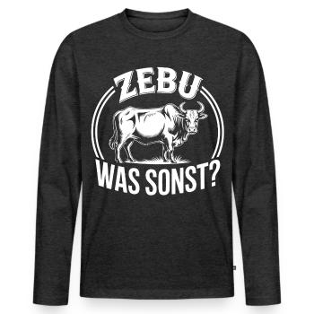 Zebu Was Sonst? Grafik - Männer Premium Bio Langarmshirt - Anthrazit meliert - Vorne - Nico (187cm)