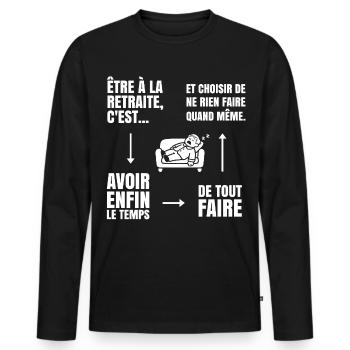 Die Kunst des Nichtstuns (weißer Text) - Männer Premium Bio Langarmshirt - Schwarz - Vorne - Nico (187cm)