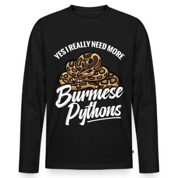  Python Lover Snake Mom Terrarium Reptile Dad - Men's Premium Organic Long Sleeve Shirt - black - Front - Nico (187cm)
