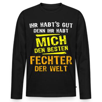 Fencer Gift - Men's Premium Organic Long Sleeve Shirt - black - Front - Nico (187cm)