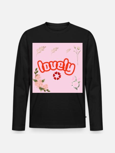 Lucky Neon Floral on Pink - Men's Premium Organic Long Sleeve Shirt - black